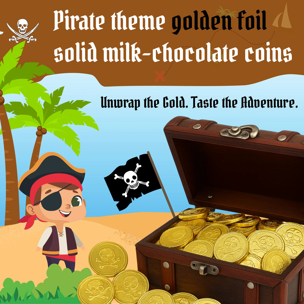 Pirate Theme Gold Foil Milk Chocolate Coins