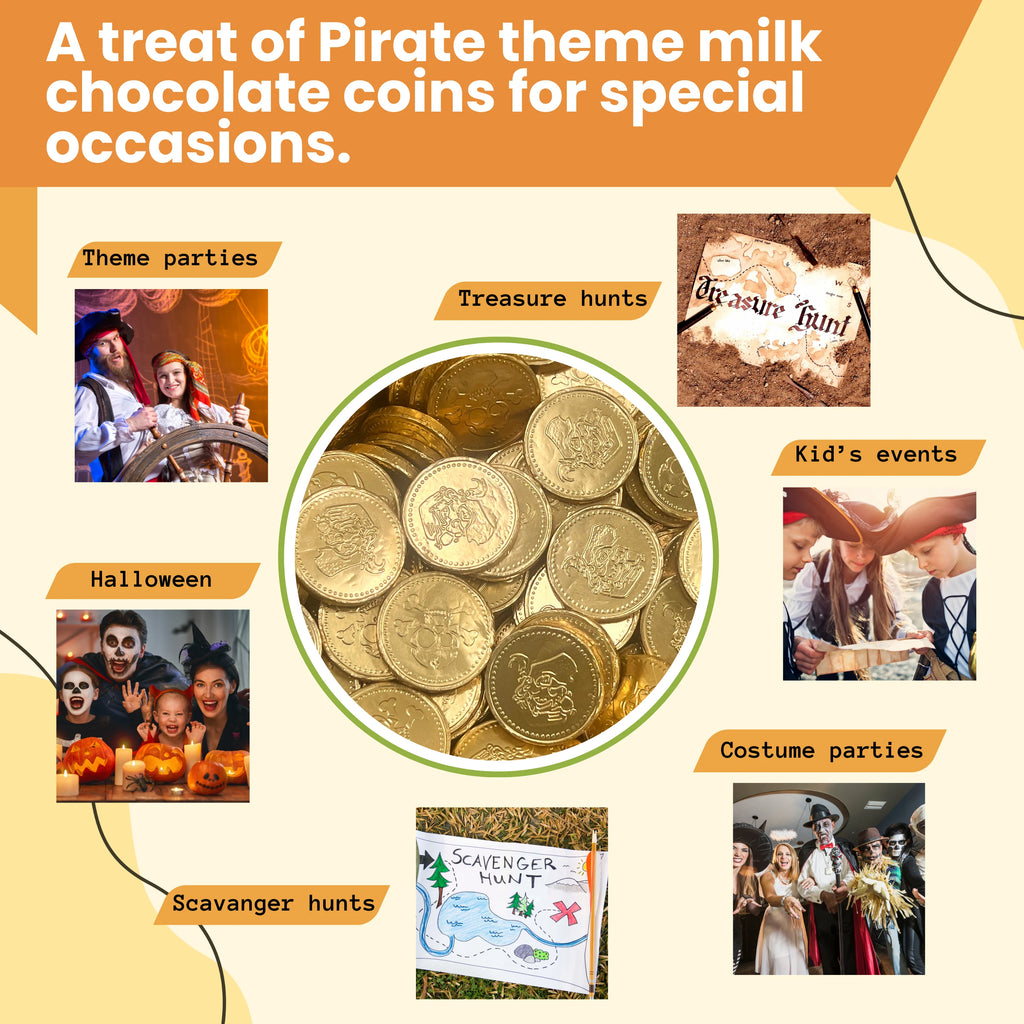 Pirate Theme Gold Foil Milk Chocolate Coins