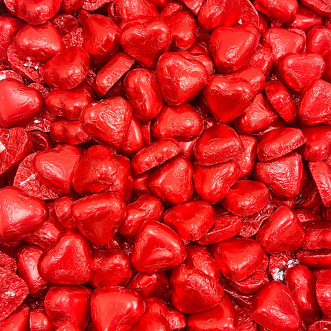 Red Foiled Milk Chocolate Hearts Filled with Caramel Flavour Crème