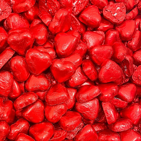 Red Foiled Milk Chocolate Hearts Filled with Caramel Flavour Crème
