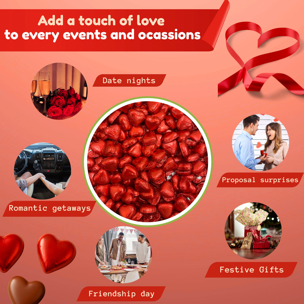 Red Foiled Milk Chocolate Hearts Filled with Caramel Flavour Crème