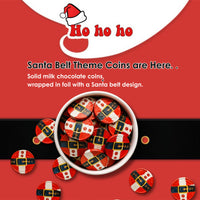 Santa Belt Theme Foiled Solid Milk Chocolate Coins