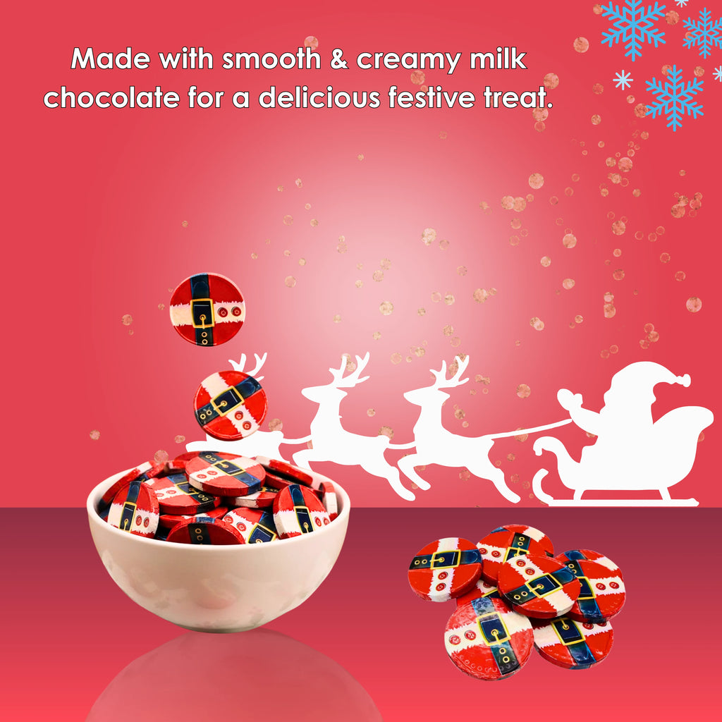 Santa Belt Theme Foiled Solid Milk Chocolate Coins
